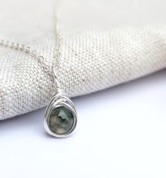 925 Sterling Silver Initial Necklaces: Merging Your Personality with a Moss Agate Heart Charm