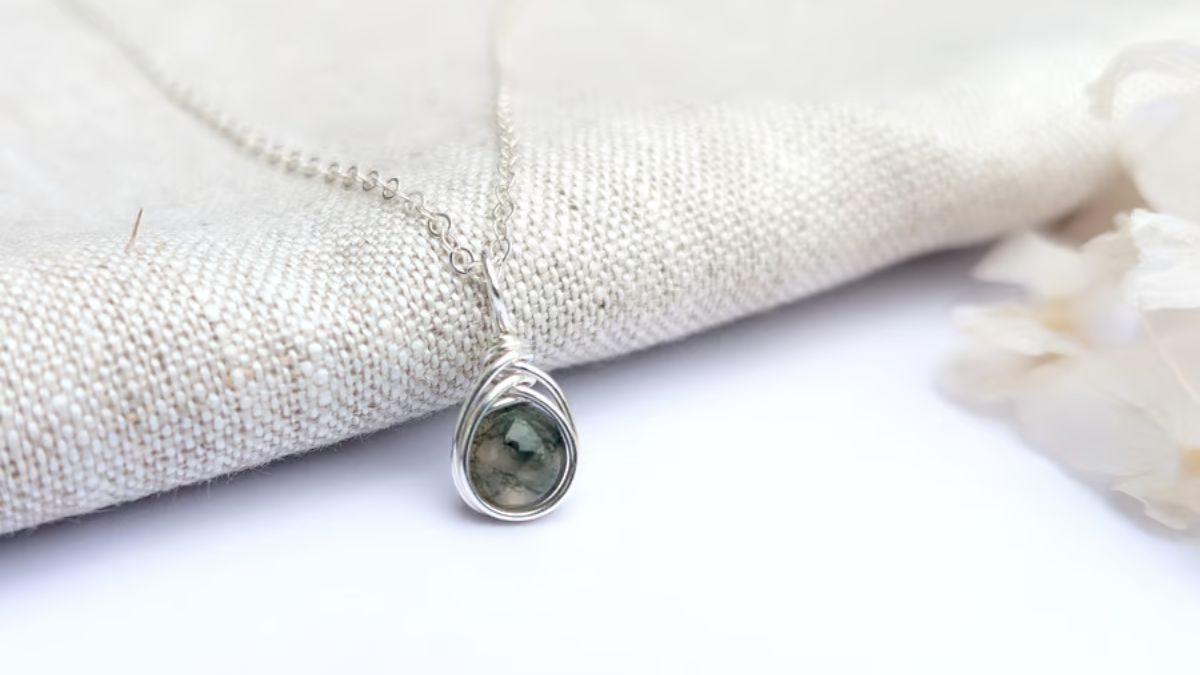 925 Sterling Silver Initial Necklaces: Merging Your Personality with a Moss Agate Heart Charm